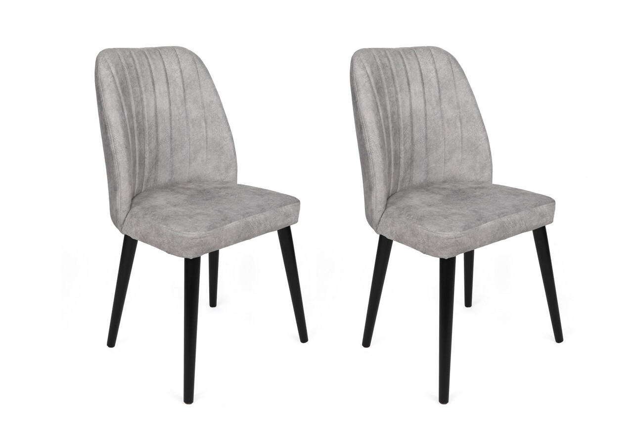 Set scaune 2 piese, Hanah Home, Alfa-438 V2, Gri/Negru - imagine 5